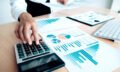 Finances Saving Economy concept. Female accountant or banker use